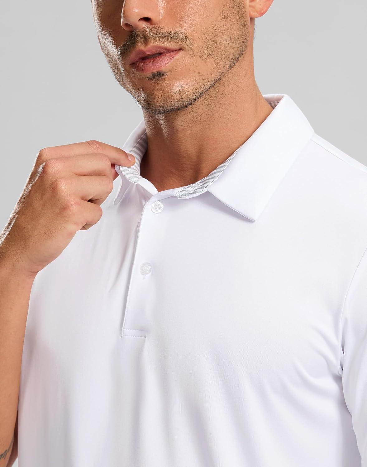 imageGolf Shirts Heather Polo Short Sleeve Dry Fit Lightweight Moisture Wicking Collared Shirts Casual Athletic BusinessWhite