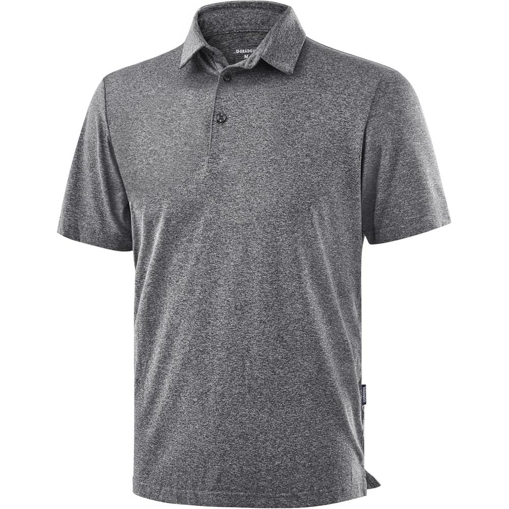 imageGolf Shirts Heather Polo Short Sleeve Dry Fit Lightweight Moisture Wicking Collared Shirts Casual Athletic BusinessCharcoal