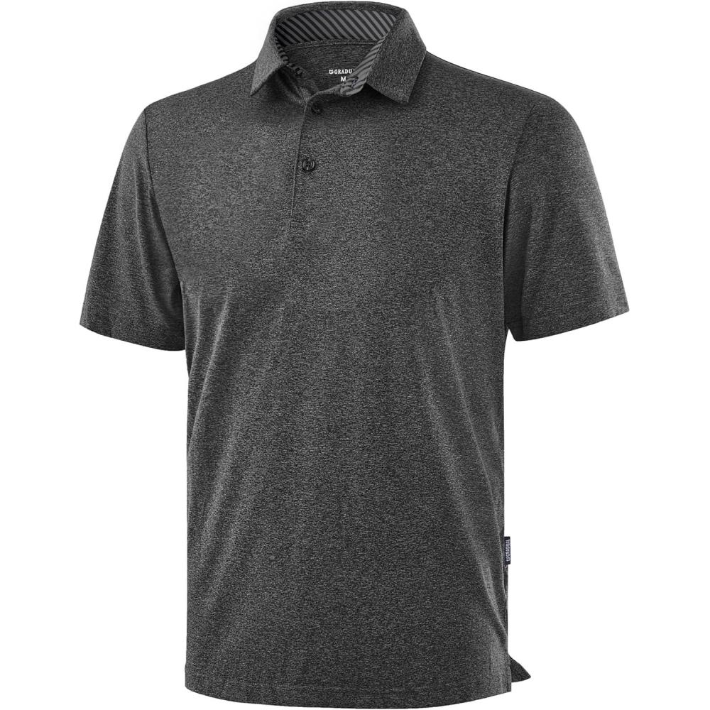 imageGolf Shirts Heather Polo Short Sleeve Dry Fit Lightweight Moisture Wicking Collared Shirts Casual Athletic BusinessDark Grey