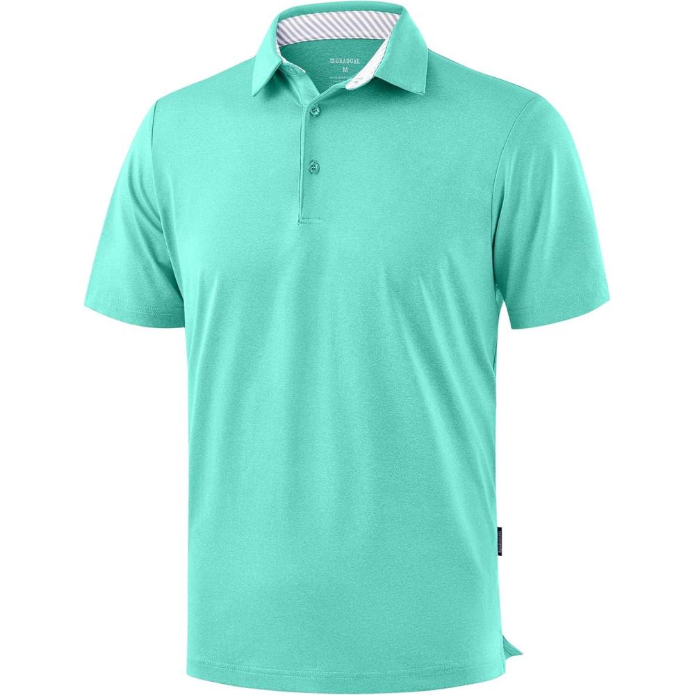 imageGolf Shirts Heather Polo Short Sleeve Dry Fit Lightweight Moisture Wicking Collared Shirts Casual Athletic BusinessEmerald Green
