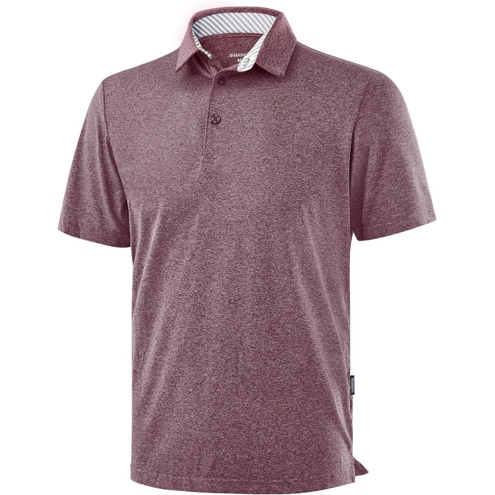 imageGolf Shirts Heather Polo Short Sleeve Dry Fit Lightweight Moisture Wicking Collared Shirts Casual Athletic BusinessMerlot Red