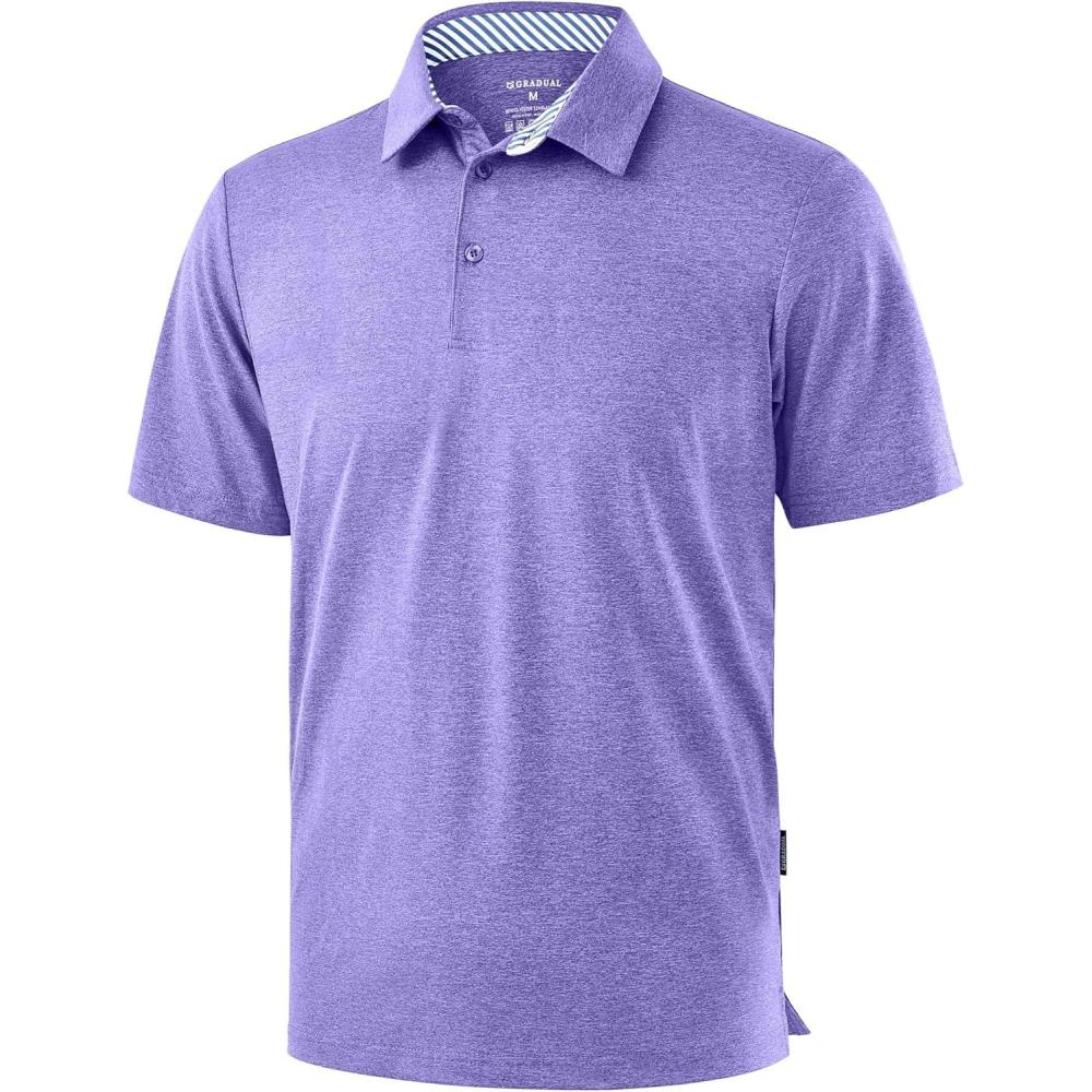 imageGolf Shirts Heather Polo Short Sleeve Dry Fit Lightweight Moisture Wicking Collared Shirts Casual Athletic BusinessPurple