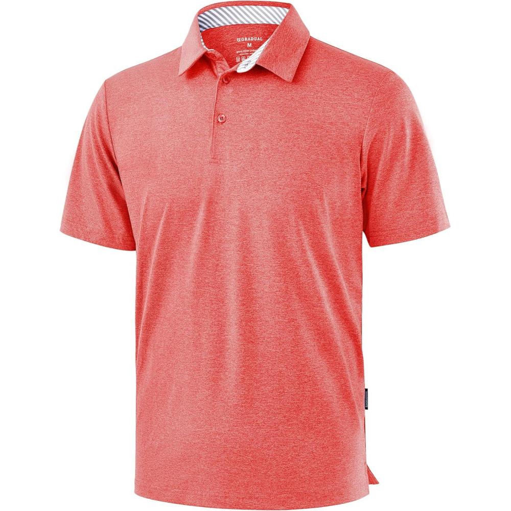 imageGolf Shirts Heather Polo Short Sleeve Dry Fit Lightweight Moisture Wicking Collared Shirts Casual Athletic BusinessRed
