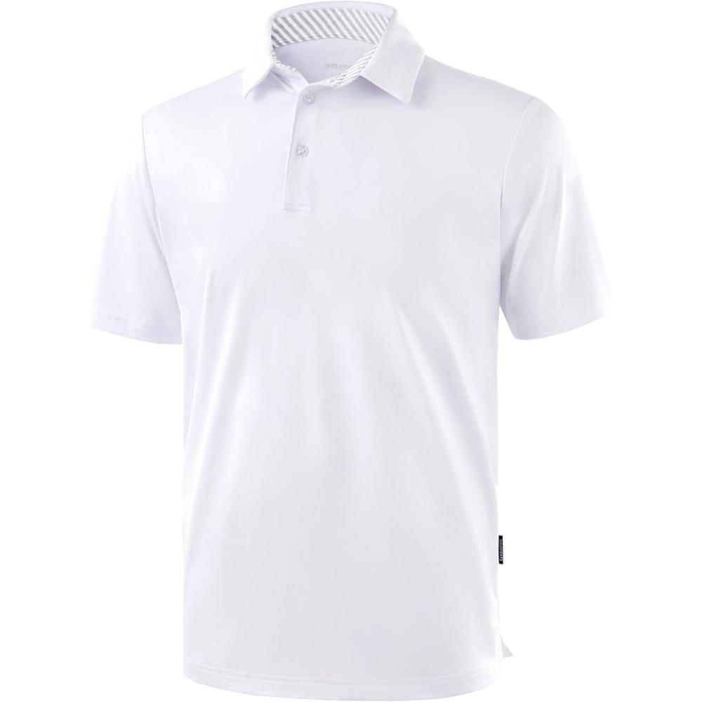 imageGolf Shirts Heather Polo Short Sleeve Dry Fit Lightweight Moisture Wicking Collared Shirts Casual Athletic BusinessWhite
