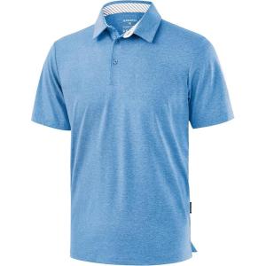 imageGolf Shirts Heather Polo Short Sleeve Dry Fit Lightweight Moisture Wicking Collared Shirts Casual Athletic BusinessLake Blue