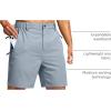 imageG Gradual Mens Shorts 7quot Lightewight Casual Shorts for Men Quick Dry Stretch Hiking Golf Shorts with 3 Zipper Pockets SummerLight Grey