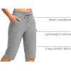 imageG Gradual Womens 15 Long Shorts Below The Knee Hiking Cargo Capris Stretch Quick Dry Bermuda Shorts for Women with PocketsLight Grey