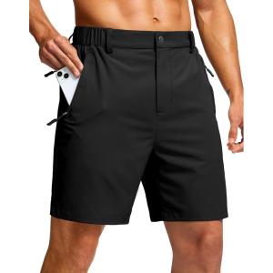 imageG Gradual Mens Shorts 7quot Lightewight Casual Shorts for Men Quick Dry Stretch Hiking Golf Shorts with 3 Zipper Pockets SummerBlack