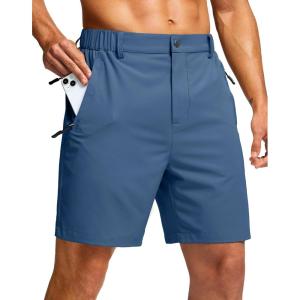 imageG Gradual Mens Shorts 7quot Lightewight Casual Shorts for Men Quick Dry Stretch Hiking Golf Shorts with 3 Zipper Pockets SummerBlue