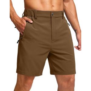 imageG Gradual Mens Shorts 7quot Lightewight Casual Shorts for Men Quick Dry Stretch Hiking Golf Shorts with 3 Zipper Pockets SummerDark Brown