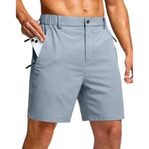 imageG Gradual Mens Shorts 7quot Lightewight Casual Shorts for Men Quick Dry Stretch Hiking Golf Shorts with 3 Zipper Pockets SummerLight Grey
