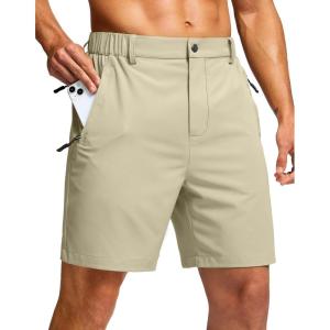 imageG Gradual Mens Shorts 7quot Lightewight Casual Shorts for Men Quick Dry Stretch Hiking Golf Shorts with 3 Zipper Pockets SummerLight Khaki