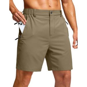imageG Gradual Mens Shorts 7quot Lightewight Casual Shorts for Men Quick Dry Stretch Hiking Golf Shorts with 3 Zipper Pockets SummerMedium Khaki