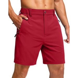 imageG Gradual Mens Shorts 7quot Lightewight Casual Shorts for Men Quick Dry Stretch Hiking Golf Shorts with 3 Zipper Pockets SummerRed