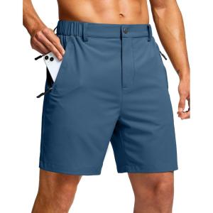 imageG Gradual Mens Shorts 7quot Lightewight Casual Shorts for Men Quick Dry Stretch Hiking Golf Shorts with 3 Zipper Pockets SummerTibetan Blue