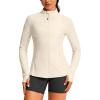 imageG Gradual Workout Jackets for Woman HipLength Slim Fit Zip Up 4 Pockets Athletic Jacket Spring Gym Running ClothesBeige