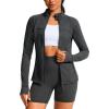 imageG Gradual Workout Jackets for Woman HipLength Slim Fit Zip Up 4 Pockets Athletic Jacket Spring Gym Running ClothesDark Grey