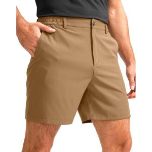 imageG Gradual Mens Casual Shorts 5quot Lightweight Golf Shorts for Men Stretch with 3 Pockets Quick Dry Breathable Work Shorts Dark Khaki
