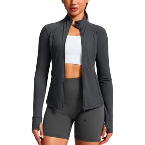 imageG Gradual Womens Workout Jackets Extended Waist Length Slim Full Zip 4 Pockets Athletic Jacket Spring Running Yoga ClothesDark Grey
