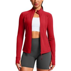 imageG Gradual Womens Workout Jackets Extended Waist Length Slim Full Zip 4 Pockets Athletic Jacket Spring Running Yoga ClothesRed