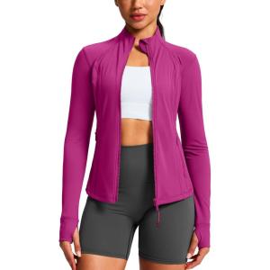 imageG Gradual Womens Workout Jackets Extended Waist Length Slim Full Zip 4 Pockets Athletic Jacket Spring Running Yoga ClothesRose