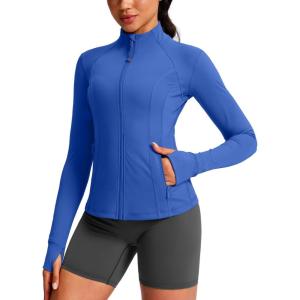 imageG Gradual Womens Workout Jackets Extended Waist Length Slim Full Zip 4 Pockets Athletic Jacket Spring Running Yoga ClothesRoyal Blue