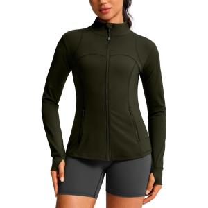 imageG Gradual Workout Jackets for Woman HipLength Slim Fit Zip Up 4 Pockets Athletic Jacket Spring Gym Running ClothesArmy Green
