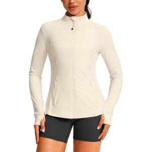 imageG Gradual Workout Jackets for Woman HipLength Slim Fit Zip Up 4 Pockets Athletic Jacket Spring Gym Running ClothesBeige