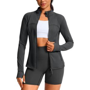 imageG Gradual Workout Jackets for Woman HipLength Slim Fit Zip Up 4 Pockets Athletic Jacket Spring Gym Running ClothesDark Grey