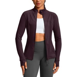 imageG Gradual Workout Jackets for Woman HipLength Slim Fit Zip Up 4 Pockets Athletic Jacket Spring Gym Running ClothesDeep Purple