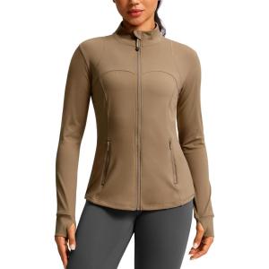 imageG Gradual Workout Jackets for Woman HipLength Slim Fit Zip Up 4 Pockets Athletic Jacket Spring Gym Running ClothesLight Coffee