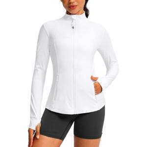 imageG Gradual Workout Jackets for Woman HipLength Slim Fit Zip Up 4 Pockets Athletic Jacket Spring Gym Running ClothesWhite