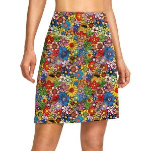 imageG Gradual 19 Skorts for Woman Knee Length Golf Skirt Long Athletic Tennis Skorts for Women Dressy Casual with Shorts PocketsColorful Flower