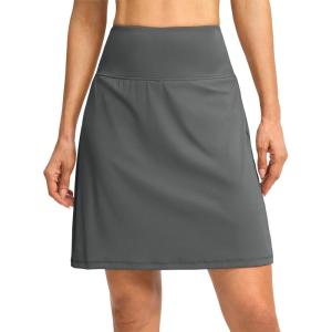 imageG Gradual 19 Skorts for Woman Knee Length Golf Skirt Long Athletic Tennis Skorts for Women Dressy Casual with Shorts PocketsDark Grey