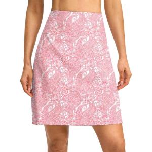 imageG Gradual 19 Skorts for Woman Knee Length Golf Skirt Long Athletic Tennis Skorts for Women Dressy Casual with Shorts PocketsPink Paisley
