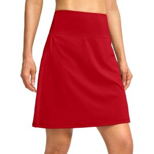 imageG Gradual 19 Skorts for Woman Knee Length Golf Skirt Long Athletic Tennis Skorts for Women Dressy Casual with Shorts PocketsRed