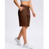 imageG GRADUAL Bermuda Shorts for Women with Pockets 10 Knee Length Womens High Waisted Long Shorts for Walking Athletic WorkoutBrown