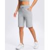 imageG GRADUAL Bermuda Shorts for Women with Pockets 10 Knee Length Womens High Waisted Long Shorts for Walking Athletic WorkoutGull Grey