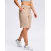 imageG GRADUAL Bermuda Shorts for Women with Pockets 10 Knee Length Womens High Waisted Long Shorts for Walking Athletic WorkoutKhaki