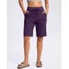 imageG GRADUAL Bermuda Shorts for Women with Pockets 10 Knee Length Womens High Waisted Long Shorts for Walking Athletic WorkoutPurple