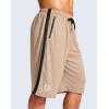 imageG Gradual Mens 11 Long Basketball Shorts with Zipper Pockets Drawstring Mesh Lightweight Gym Athletic Shorts for MenKhaki