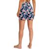 imageG Gradual Womens 5 High Waisted Swim Board Shorts with Phone Pockets UPF 50 Quick Dry Beach Shorts for Women with LinerNavy Blue Flower