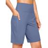 imageG Gradual Womens 79 Bermuda Long Shorts with Pockets High Waisted Athletic Knee Length Shorts for Women WalkingLight Blue