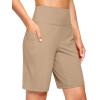 imageG Gradual Womens 79 Bermuda Long Shorts with Pockets High Waisted Athletic Knee Length Shorts for Women WalkingLight Khaki