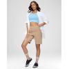 imageG Gradual Womens 79 Bermuda Long Shorts with Pockets High Waisted Athletic Knee Length Shorts for Women WalkingLight Khaki