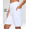 imageG Gradual Womens 79 Bermuda Long Shorts with Pockets High Waisted Athletic Knee Length Shorts for Women WalkingWhite