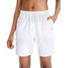 imageG Gradual Womens Bermuda Shorts Jersey Shorts with Deep Pockets 7 Long Shorts for Women Lounge Walking AthleticWhite