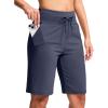imageG GRADUAL Bermuda Shorts for Women with Pockets 10 Knee Length Womens High Waisted Long Shorts for Walking Athletic WorkoutDusty Blue