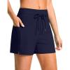 imageG Gradual Womens 4 High Waisted Swim Board Shorts with Pockets Quick Dry Swimming Swimsuit Bathing Suit Bottoms for WomenNavy