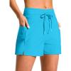 imageG Gradual Womens 4 High Waisted Swim Board Shorts with Pockets Quick Dry Swimming Swimsuit Bathing Suit Bottoms for WomenSky Blue